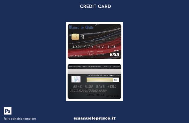 stile verificato Cile Modello di carta visto bancario Banco de Chile